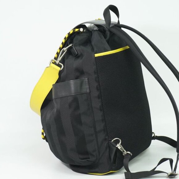 Fendi Strike Pecan 2-Way Backpack Shoulder Bag Nylon Leather Black main image 8